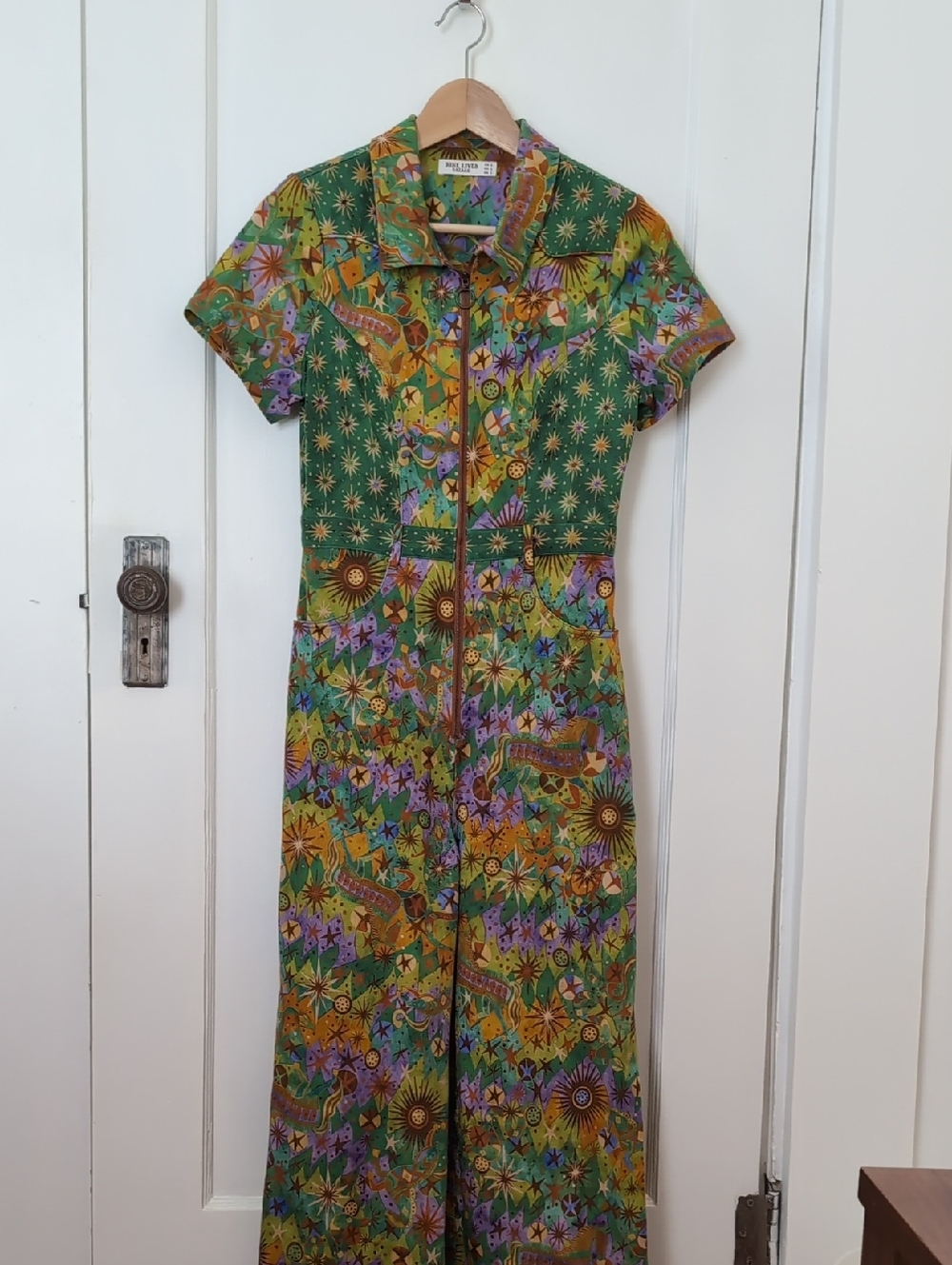 Nine Lives Bazaar Green Mustang Zip-Front Jumpsuit